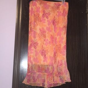 Jonathan Martin peach & pink butterfly skirt. Med
